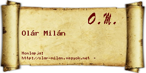 Olár Milán névjegykártya